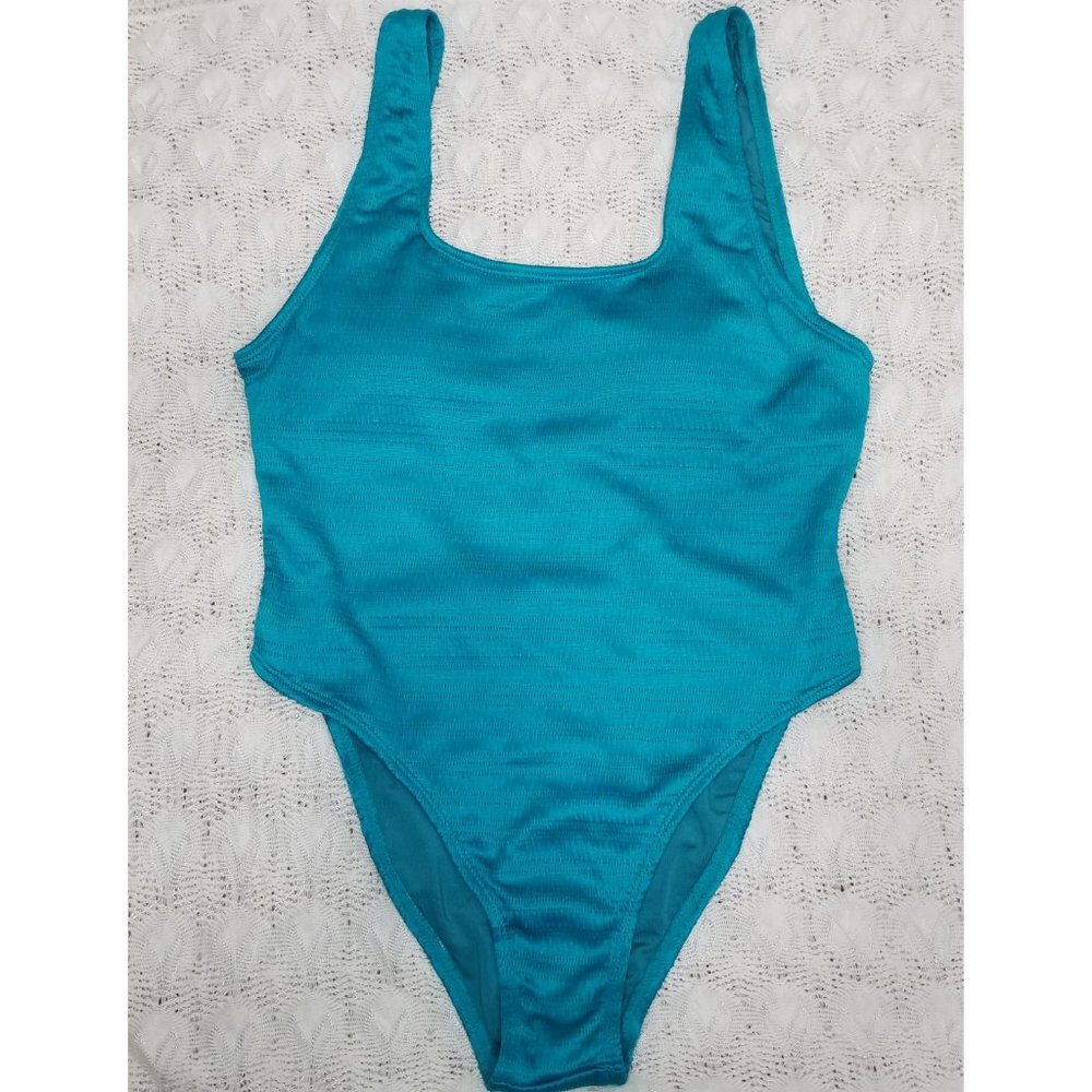 NWOT Mosmann Australia one piece swim suit green sz S textured bathing high leg